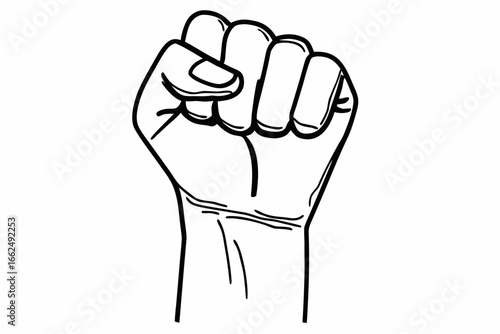Empowering Gesture A Detailed Line Art Illustration of a Fist, Symbolizing Strength, Solidarity, and Action against injustice