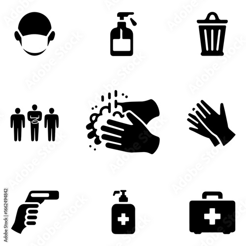 Market Safety Icons Solid Vector Set of Safety and Security Symbols
