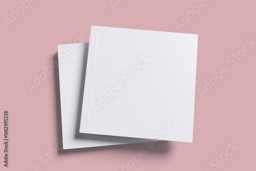 White square magazine with red background for mockup template