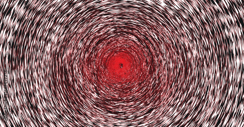 Abstract swirl pattern featuring a red center and blurred, radial lines, creating a vortex effect.