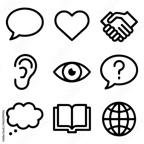 Communication Icons Grid  Vector Set of Messaging and Connectivity Symbols