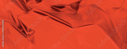 A vibrant red background with a glossy, crumpled texture. The background is bold and dynamic, featuring a striking red color throughout. Glossy shiny crumpled paper texture background vector