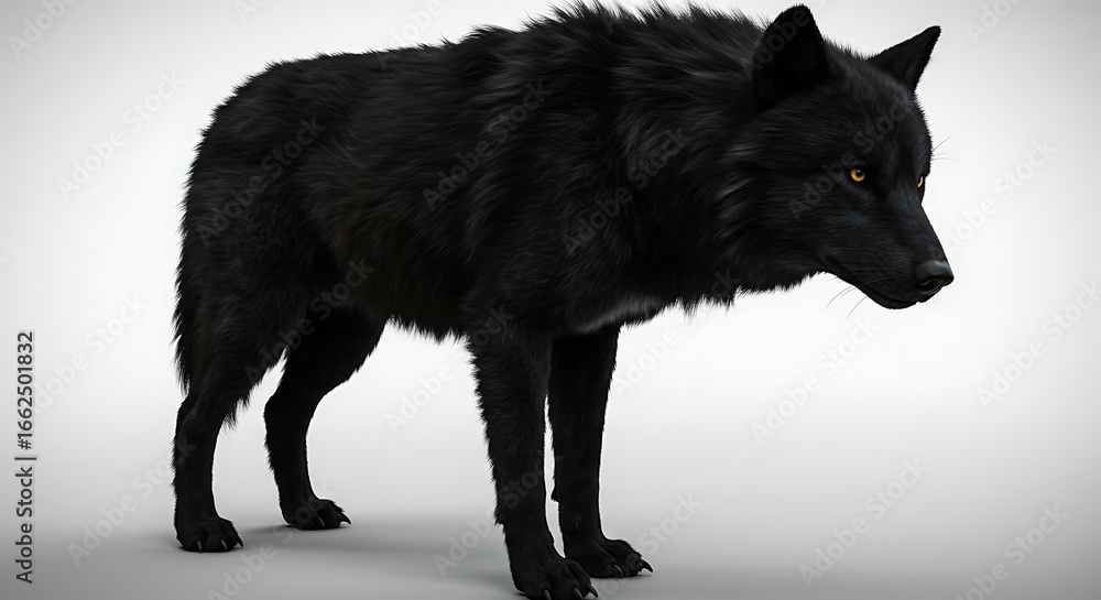 Obraz premium Intense Black Wolf in Dramatic Studio Lighting