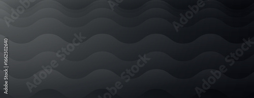 Dark gray background with wavy pattern. The background features a smooth, gray texture with repetitive wave designs, enhancing the gray tone. Minimal abstract wavy gradient vector background