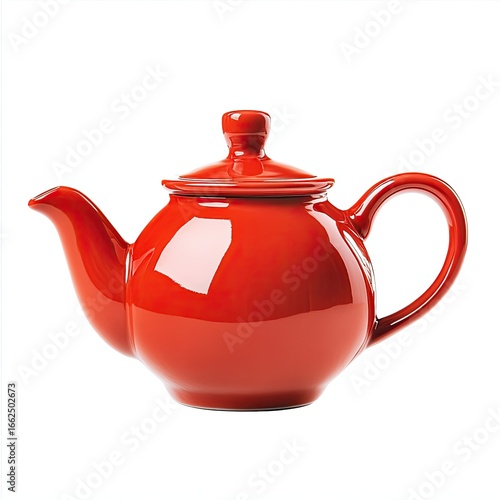 Wallpaper Mural Red ceramic teapot, glossy finish, simple design Torontodigital.ca