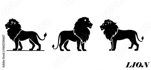 3. Lion Silhouette Vector Icon Set – Minimal Black Pet Symbol
