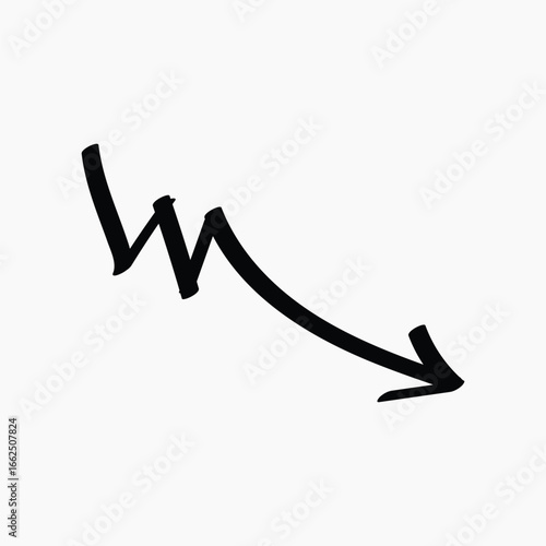 Curved black arrow illustration vector