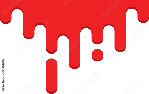red paint and drops of blood, dripping paint on the wall, thick paint