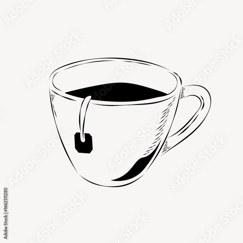Tea cup line art vector