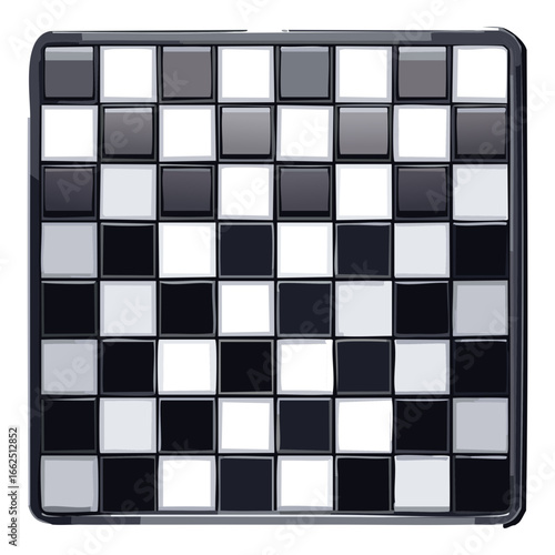Black and White Checkered Chess Board with a Silver Frame