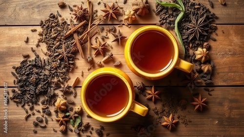 Wallpaper Mural Two Spiced Chai Teas with Loose Leaf and Star Anise
 Torontodigital.ca