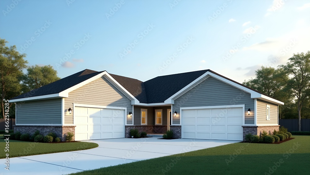 Obraz premium A gray ranch style model house