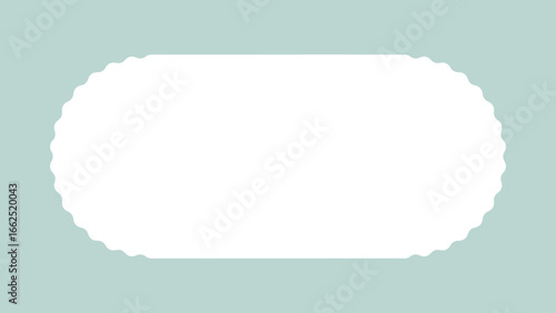 White oval frame, mint green collage element vector