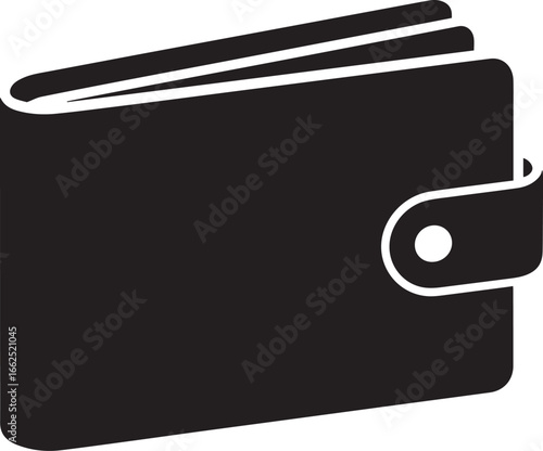 Classic black bifold wallet with rounded corners and a secure snap closure
