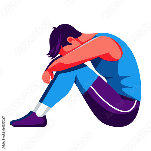 Emotional Burden: A stylized illustration captures the weight of despair, with a figure curled in on themselves, expressing introspection and the impact of overwhelming emotion.