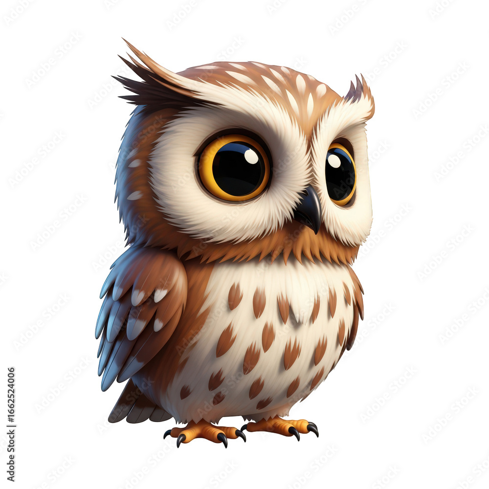 Naklejka premium Adorable Cartoon Owl Illustration Charming Character for Design & Education Projects