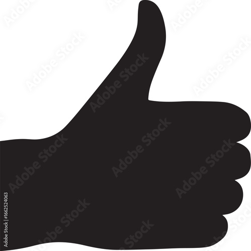 Simple black silhouette of a hand giving a thumbsup approval gesture