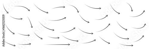 Hand drawn line arrows icons set collection. Arrow vector elements hand drawn arrows brush stroke curly arrow collection. vector eps 10
