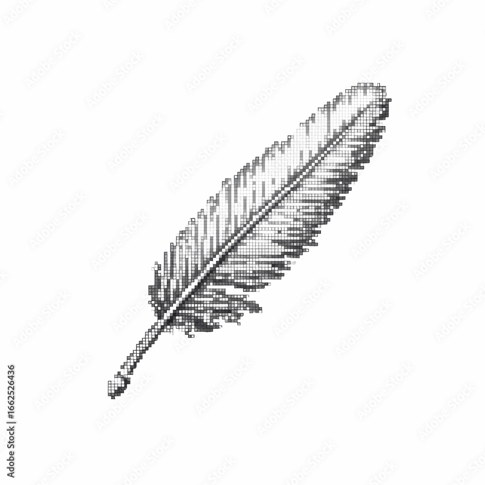 Monochrome Pixel Art Feather Illustration Quill Monochrome Pixel Art Feather Illustration Quill