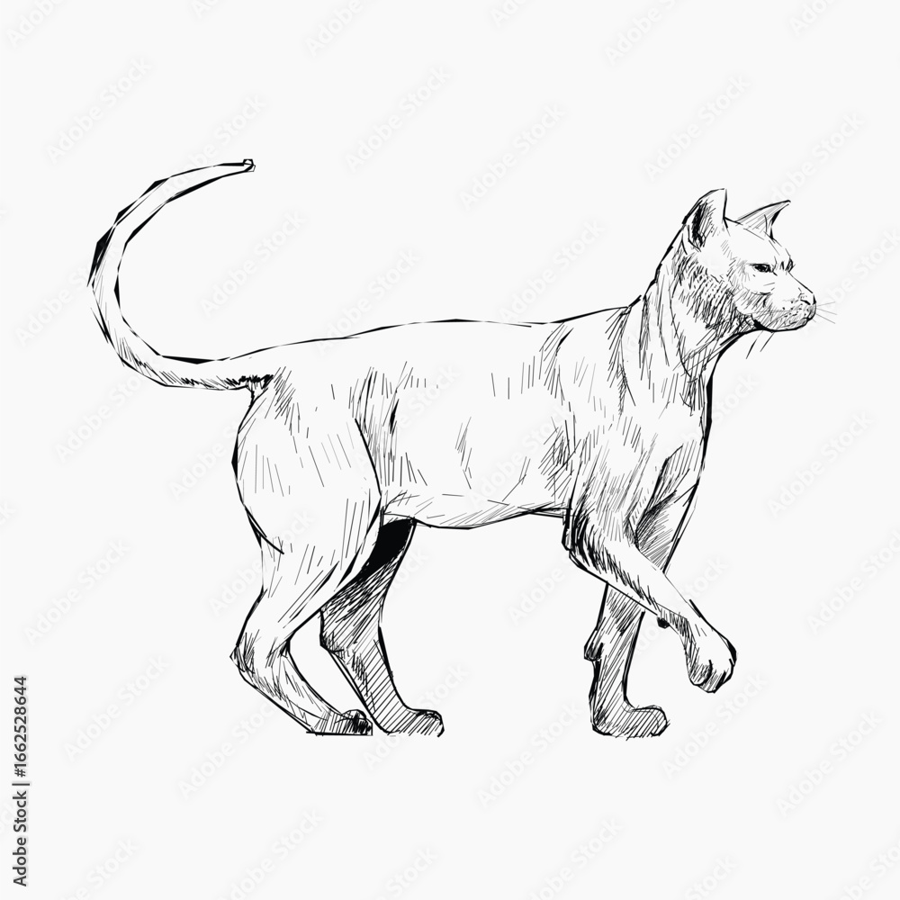 Fototapeta premium Sphynx cat animal illustration vector