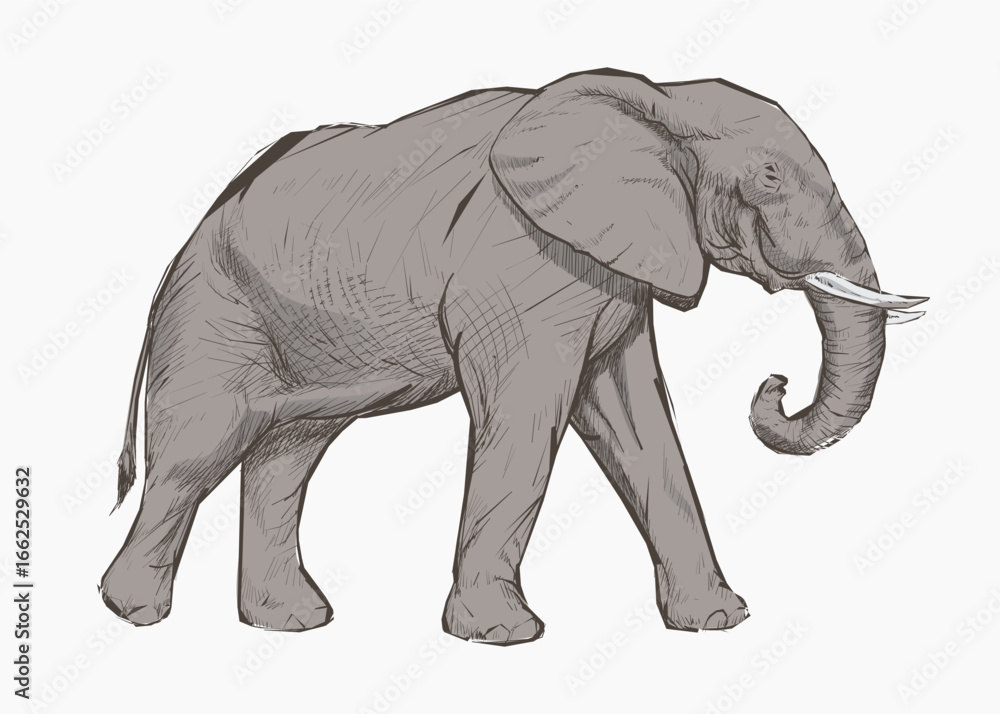 Fototapeta premium Gray elephant animal illustration vector