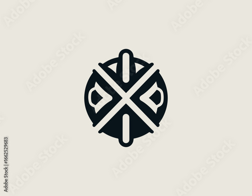 Modern Minimalist Football Rivalry Badge Logo Vector Emblem