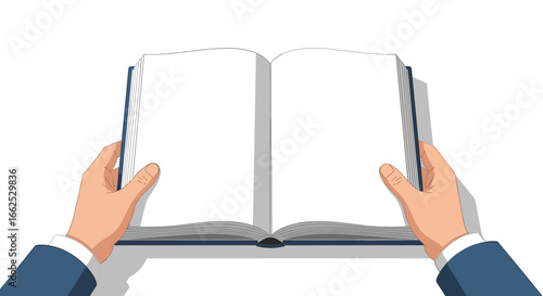 A person holding an open blank book ready for new ideas and knowledge to be written or learned by the reader