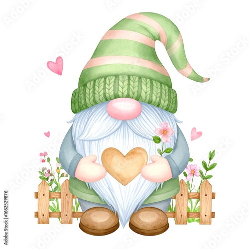 Cute gnome with heart