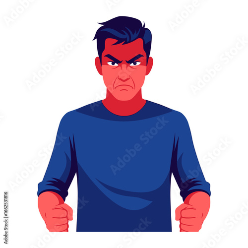 Rage Personified: A striking depiction of a person consumed by anger, with a furious expression, embodying a universal experience of frustration, with a vibrant and evocative style.
