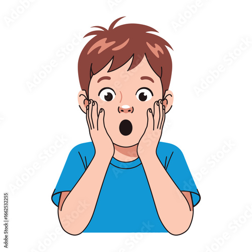 Astonishment of youth: A vibrant illustration of a young individual displays pure surprise and incredulity, perfectly capturing an expression of raw shock