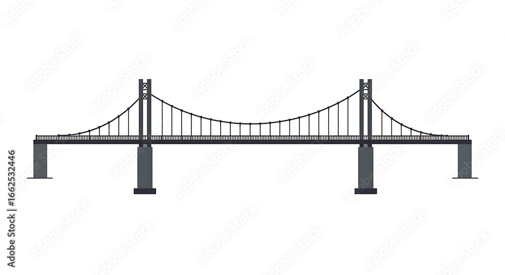 Obraz premium Modern suspension bridge icon illustrating engineering marvels and architectural design for infrastructure projects and urban connectivity