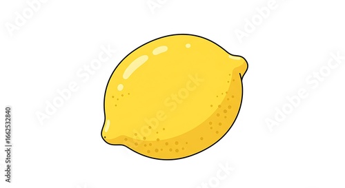 Vibrant yellow lemon illustration, a fresh and zesty citrus fruit, perfect for healthy diets, refreshing drinks, and culinary uses, isolated on a clean white background