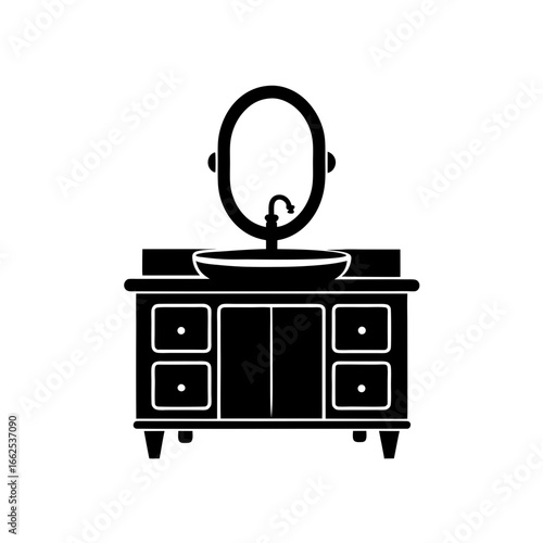 bathroom vanity silhouette black vector