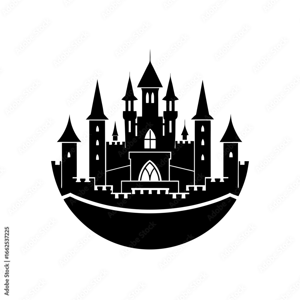 Obraz premium castle town skyline silhouette vector design