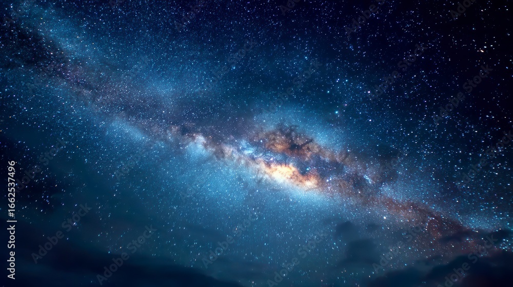 Fototapeta premium Majestic Milky Way Galaxy Over Night Sky Captured in Stunning Detail