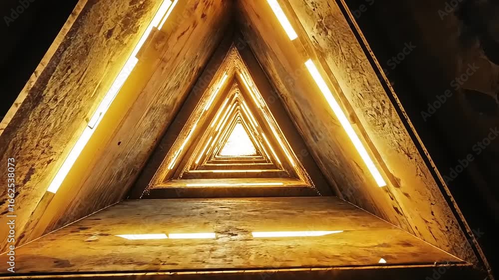 custom made wallpaper toronto digitalIlluminated triangular tunnel with glowing lights creating a mesmerizing perspective effect
