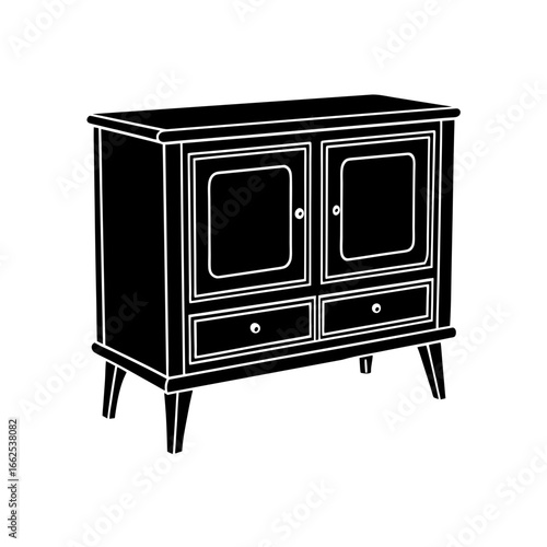 media cabinet silhouette vector furniture