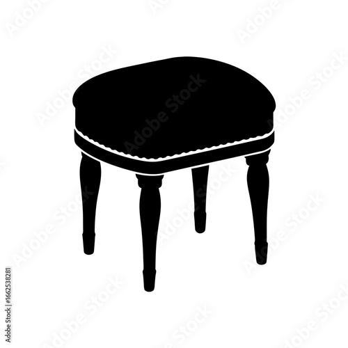 ottoman stool silhouette black vector
