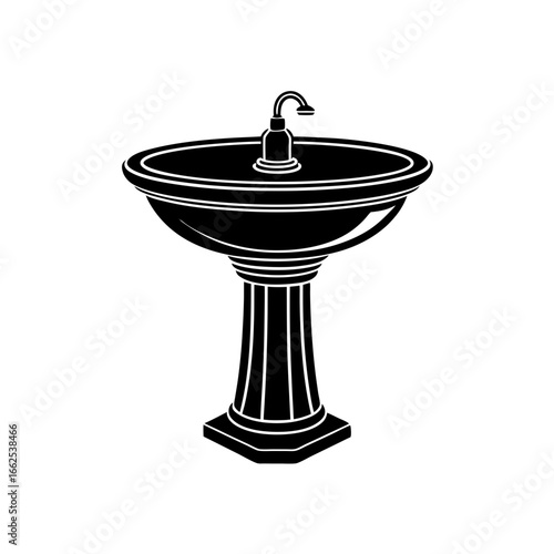 sink pedestal silhouette vector furniture