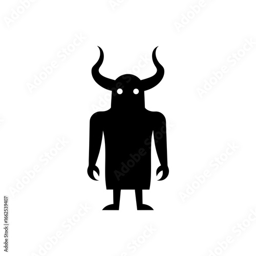 vector silhouette of a stout  rectangular monster 