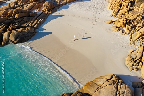 Wallpaper Mural Nature Background Serene Solo Walk on Secluded Beach with Turquoise Water and Golden Rocks Torontodigital.ca