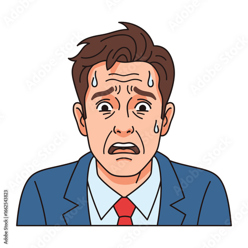 Overwhelmed by Uncertainty: A realistic digital illustration capturing a man's distress and anxiety, evoking the powerful, unsettling emotions of modern life's pressures.
