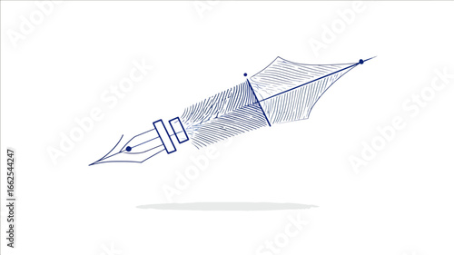 Hand drawn feather quill pen illustration