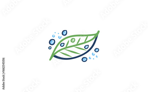 Water drops on leaf illustration