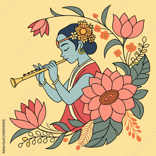 A colorful floral composition combining divine elements and botanical art for elegant greeting cards and posts