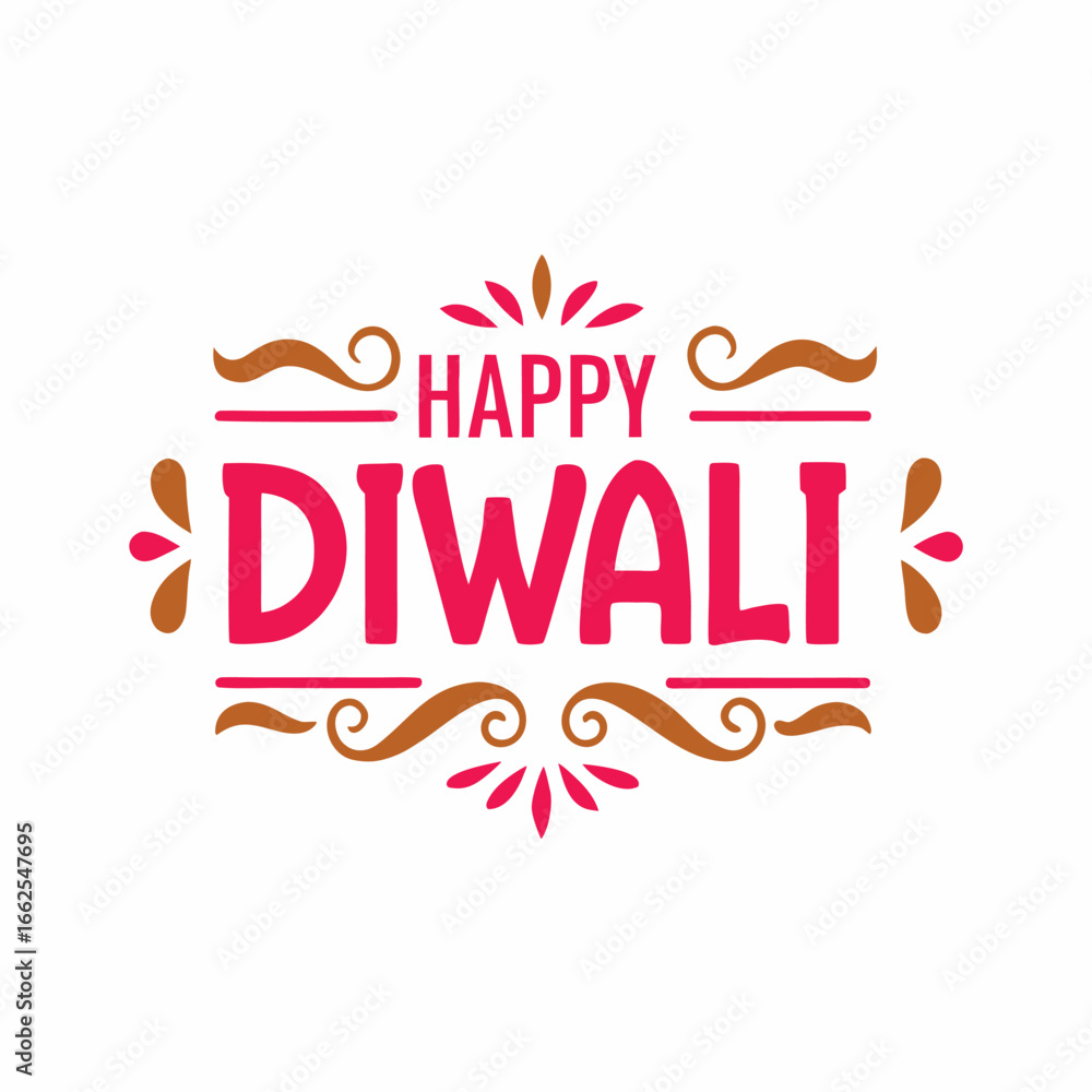 Fototapeta premium Elegant Happy Diwali Celebration Design with Decorative Elements and Festive Typography for Greeting Cards and Holiday Invitations