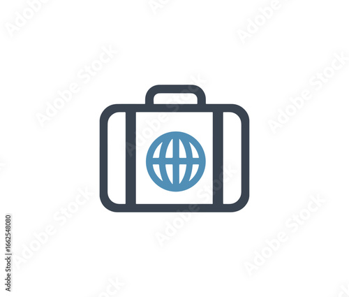 Suitcase with world globe icon travel