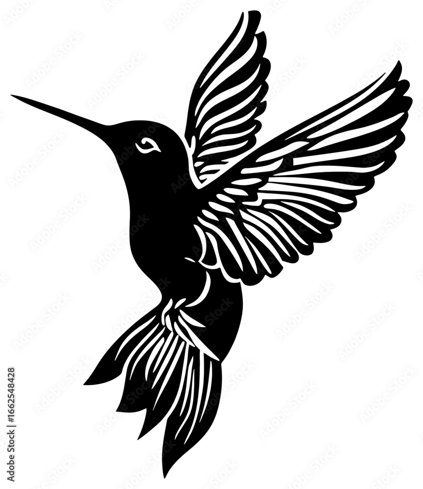 Obraz premium Humming bird silhouette drawing