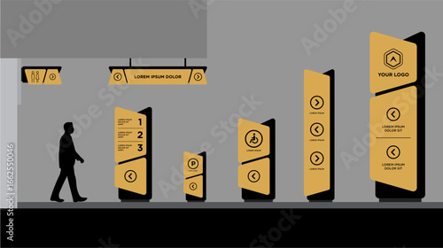 A set of outdoor and indoor signs for advertising