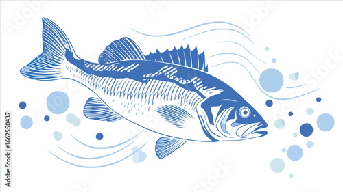 Stylized blue fish illustration